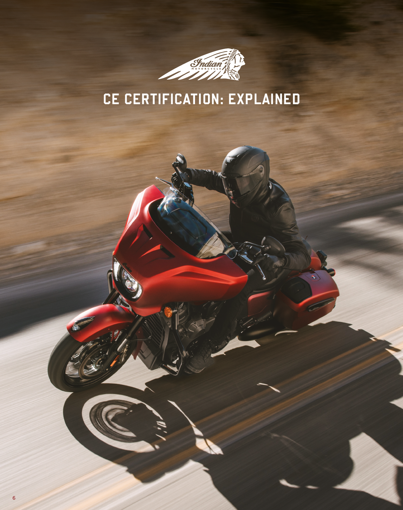 A man riding a red motorcycle on a road. AI generated content